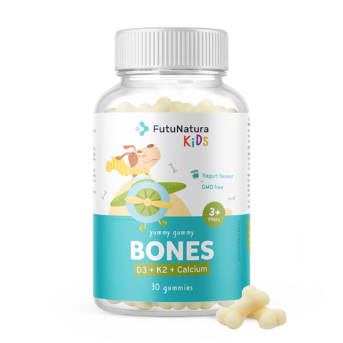 BONES - Bomboane gumate pentru copii pentru oase, 30 de bomboane gumate