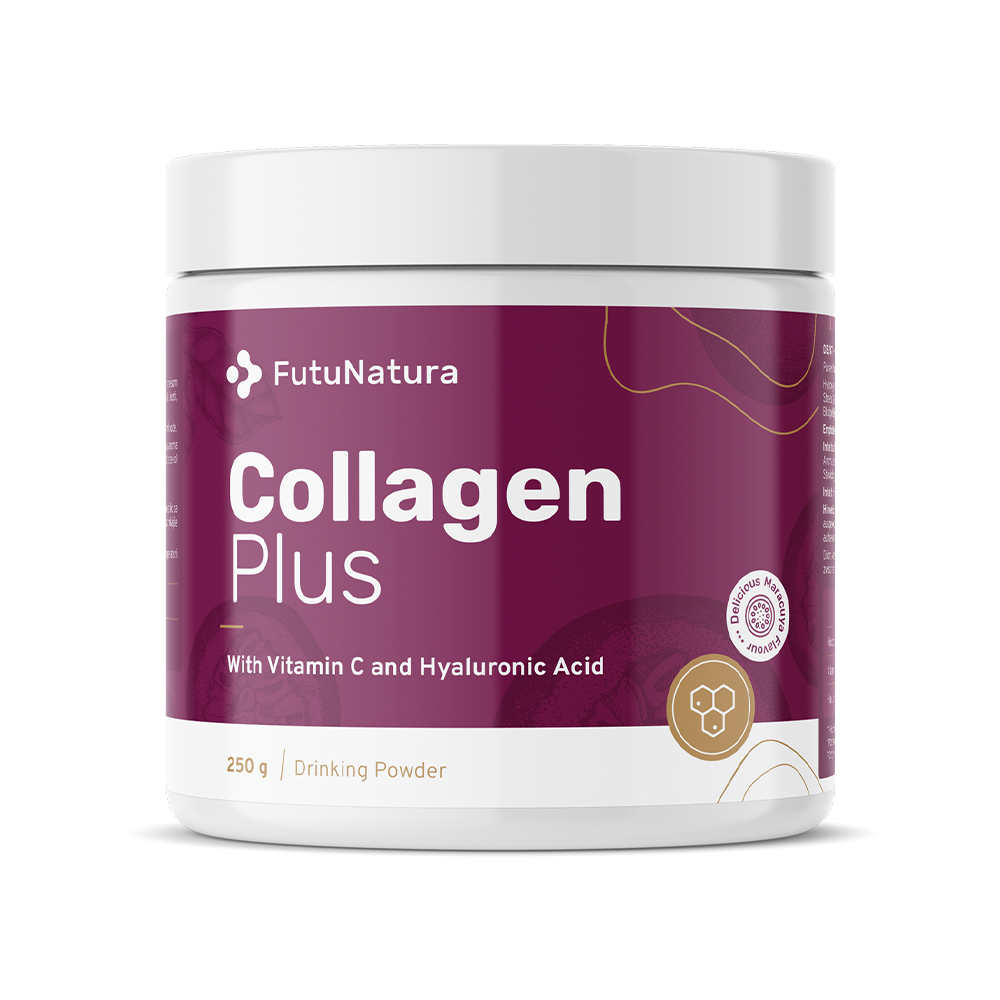 Colagen + vitamina C + acid hialuronic.