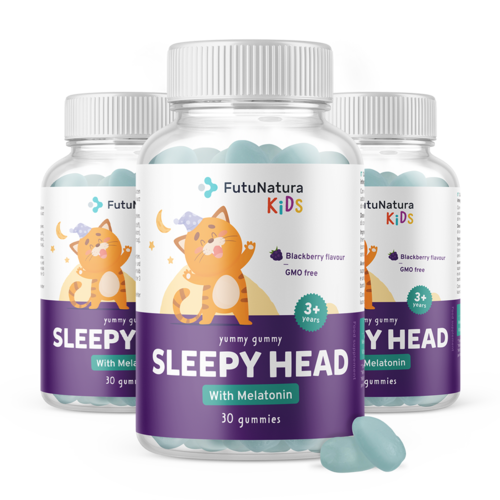 3x SLEEPY HEAD - Bomboane gumate pentru copii pentru somn, total 90 de bomboane gumate