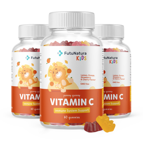 3x VITAMINA C – Bomboane gumate cu vitamina C pentru copii, total 180 de bomboane gumate