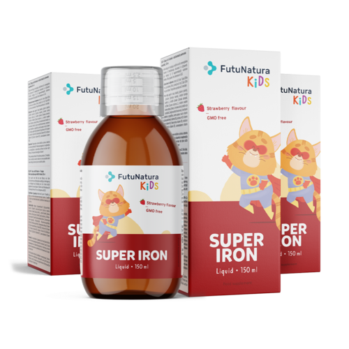 3x Super Iron: Fier + vitamine B – Supliment alimentar lichid pentru copii, total 450 ml
