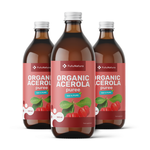 3x BIO Suc cu pulpă din acerola, total 1500 ml