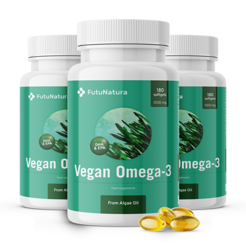 3x Omega-3 vegană din alge 1000 mg, total 540 de capsule moi