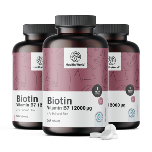 3x Biotină 12000 µg, total 1095 de comprimate