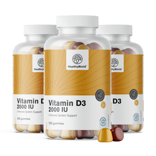 3x Vitamina D3 2000 UI, total 360 de bomboane gumate