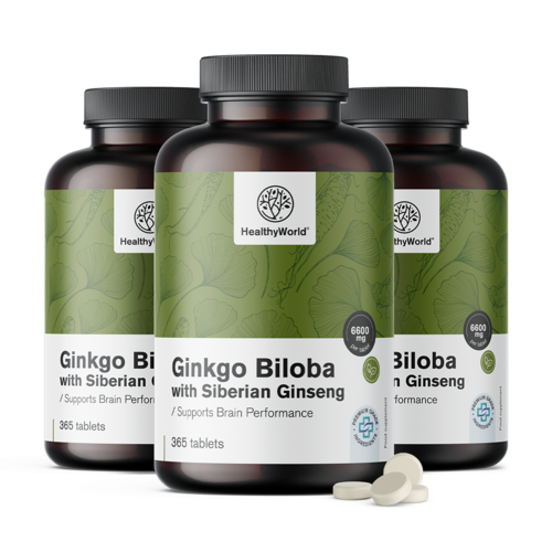 3x Ginkgo biloba cu ginseng siberian 6600 mg, total 1095 de comprimate