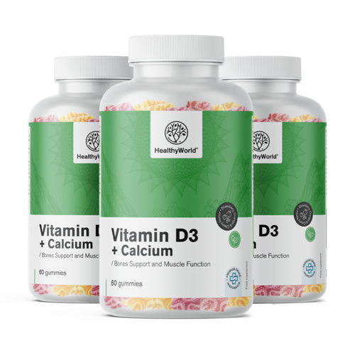 3x Vitamina D3 + Calciu, total 180 de bomboane gumate