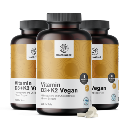 3x Vitamine vegane D3+K2, total 720 de comprimate