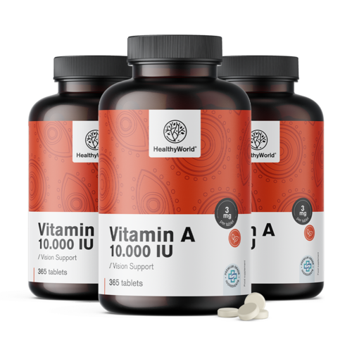 3x Vitamina A 10.000 UI, total 1095 de comprimate