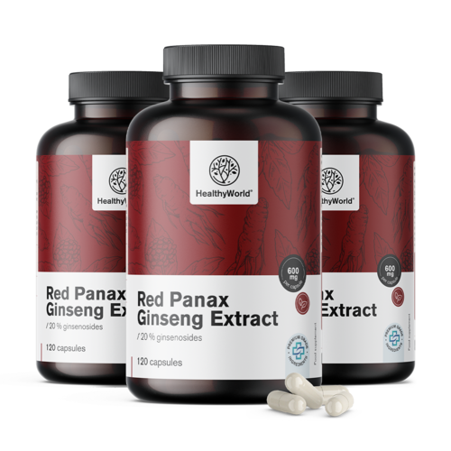 3x Red Panax Ginseng - extract de ginseng roșu 600 mg, total 360 de capsule