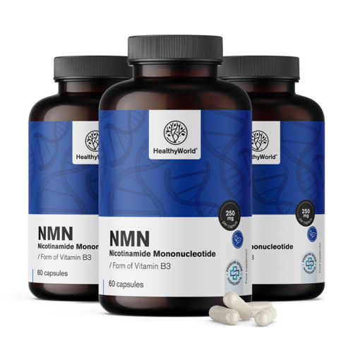 3x NMN - nicotinamidă mononucleotidă 250 mg, total 180 de capsule