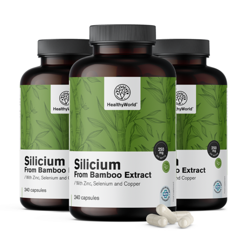 3x Siliciu 250 mg - din extract de bambus, total 720 de capsule