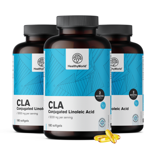 3x CLA 3000 mg - acid linoleic conjugat, total 540 de capsule moi