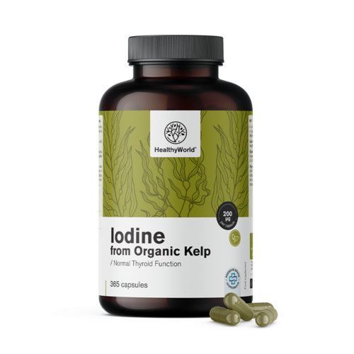 Iod natural 200 µg - din alge BIO kelp, 365 de capsule 