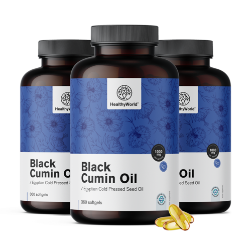 3x Ulei de chimen negru 1000 mg, total 1080 de capsule moi
