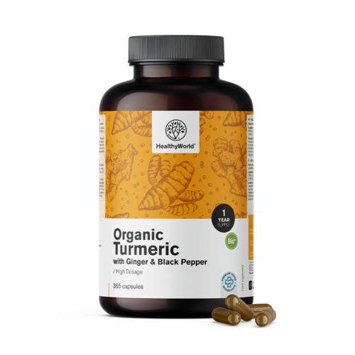 BIO Curcuma 480 mg - cu ghimbir și piper negru, 365 de capsule