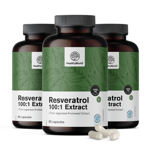 3x Resveratrol 1000 mg - extract 100:1, total 180 de capsule