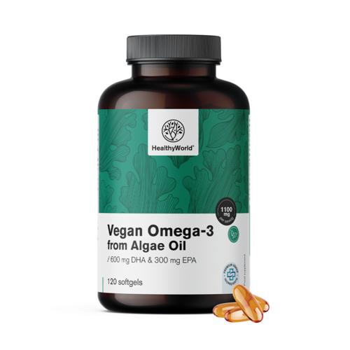Omega 3 vegană 1100 mg - din alge, 120 de capsule moi