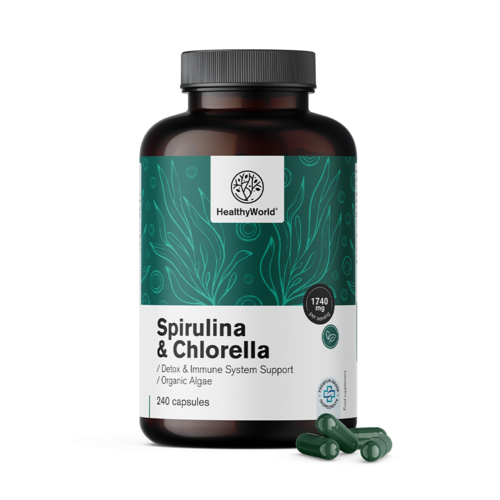 Spirulină și chlorella 1740 mg, 240 de capsule