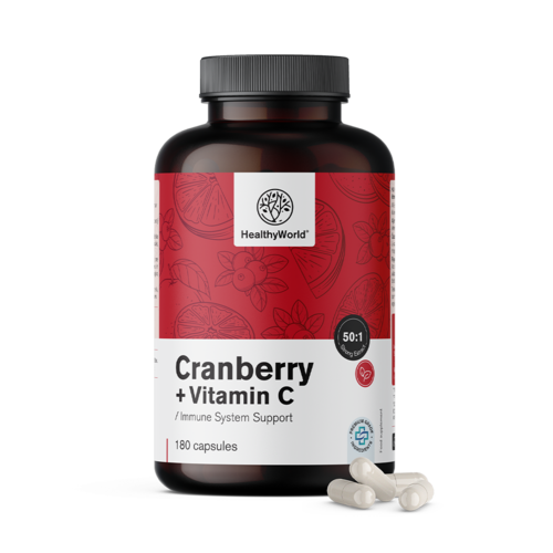 Extract de merișoare cu vitamina C, 180 de capsule