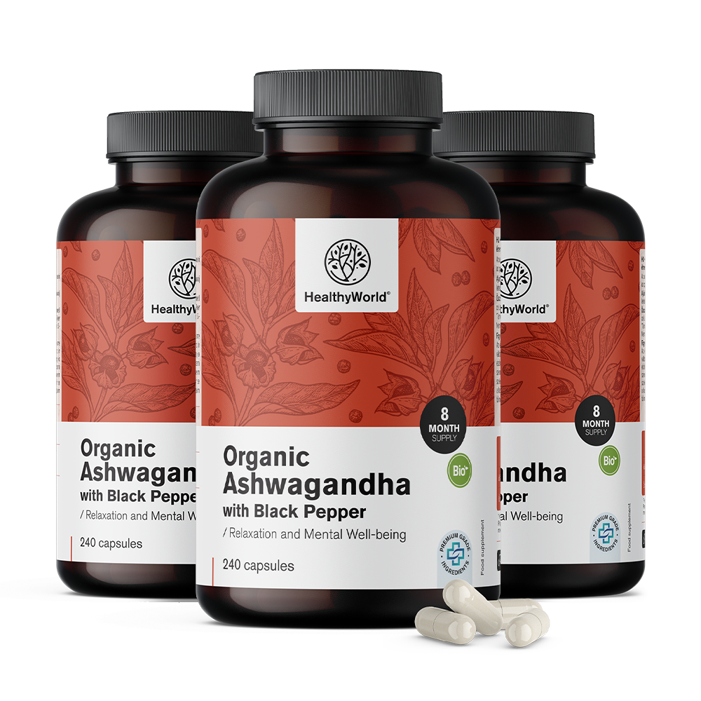 3x BIO Ashwagandha cu piper negru BIO Ašvaganda s črnim poprom