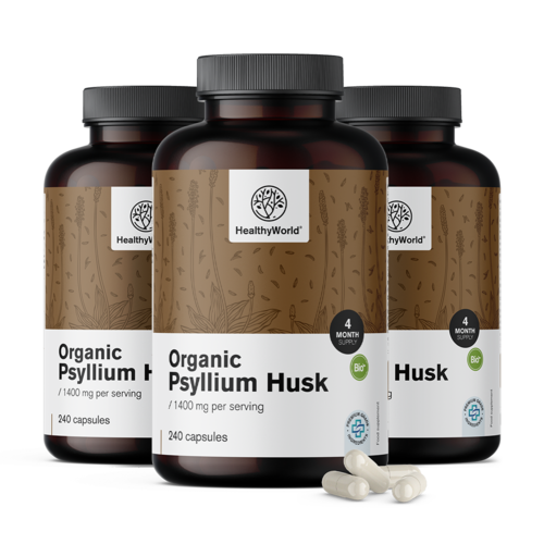 3x BIO Psyllium (pătlagină indiană) 1400 mg, total 720 de capsule