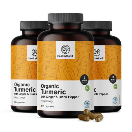 3x BIO Turmeric 1440 mg - cu ghimbir și piper negru, total 540 de capsule