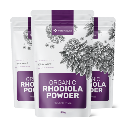 3x BIO Rhodiola pulbere, total 375 g 