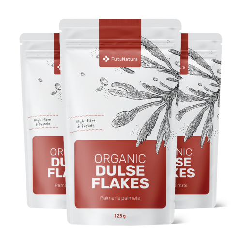 3x BIO Fulgi Dulse – 100% frunze de alge dulse, total 375 g