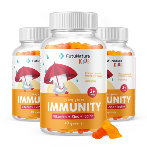 3x IMMUNITY - Bomboane gumate pentru copii pentru sistemul imunitar, total 180 de bomboane gumate