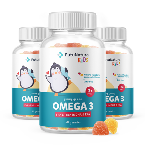 3x OMEGA-3 – Bomboane gumate pentru copii, total 180 de bomboane gumate
