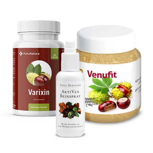 Picioare ușoare: Varixin + Spray pentru picioare obosite + Gel de castane, set