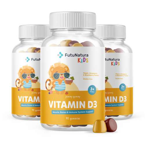 3x Vitamina D3 - Bomboane gumate pentru copii, total 270 bomboane gumate