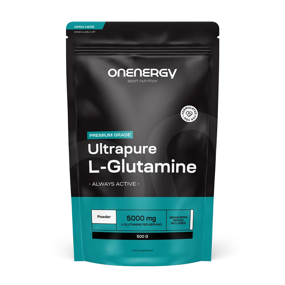 L-glutamin - pudră pentru prepararea unei băuturi.