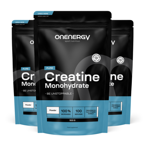 3x Pure creatină monohidrat în pulbere, total 1500 g
