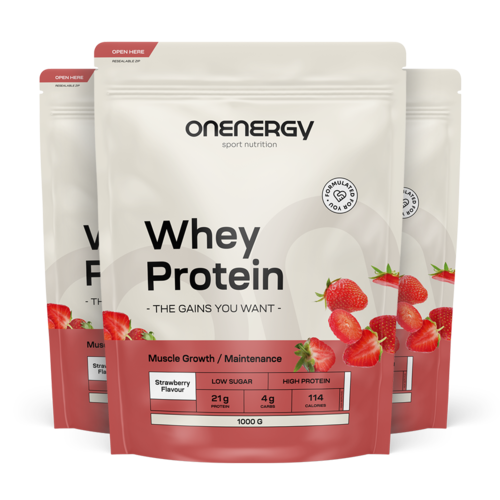 3x Proteine Whey - căpșuni, total 3000 g