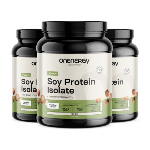 3x Izolat vegan de proteine din soia - alune, total 3000 g