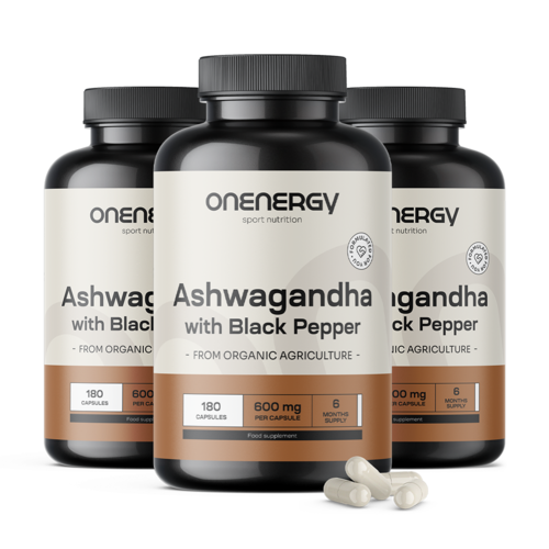3x Ashwagandha cu piper negru, total 540 de capsule
