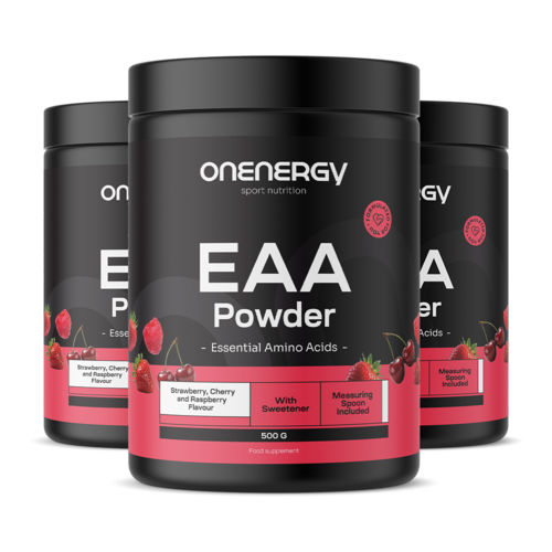 3x EAA pulbere - zmeură, cireșe, căpșuni, total 1500 g