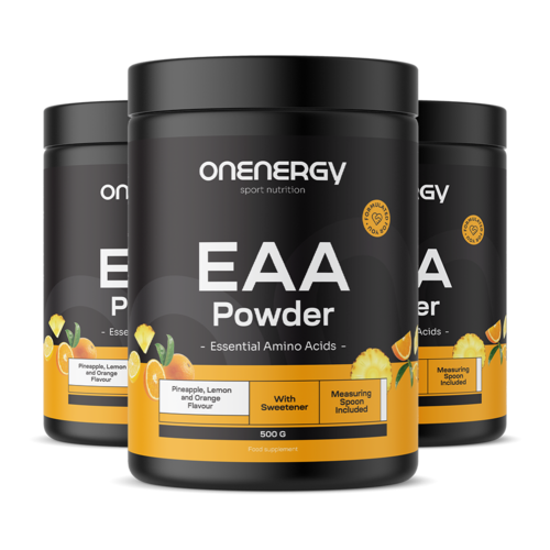 3x EAA pulbere - ananas, lămâie, portocală, total 1500 g 