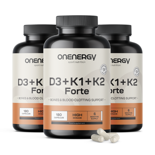 3x Vitamine D3 + K1 + K2 FORTE, total 540 capsule