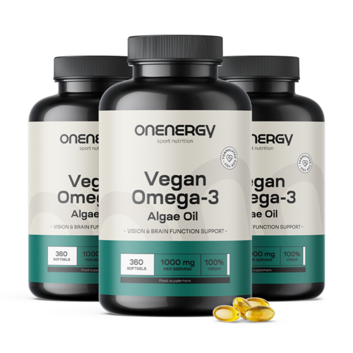 3x Omega-3 vegană din alge 1000 mg, total 1080 de capsule moi