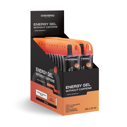 Gel energizant fără cofeină – căpșună și banană, 24 x 31 ml