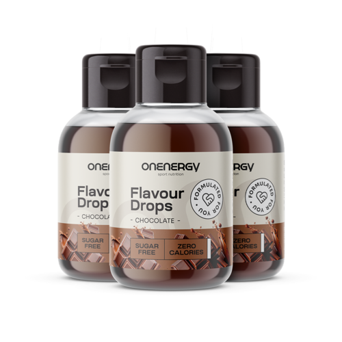 3x Flavour Drops picături cu îndulcitor – ciocolată, total 150 ml
