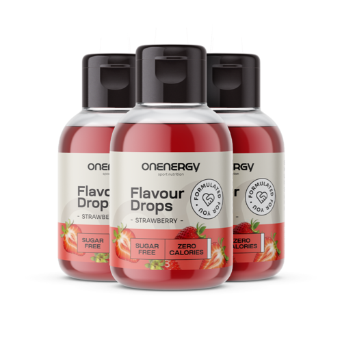 3x Flavour Drops picături cu îndulcitor – căpșuni, total 150 ml