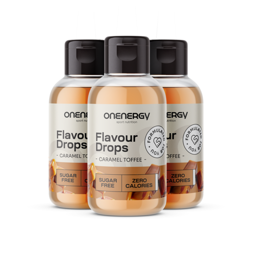 3x Flavour Drops picături cu îndulcitor – caramel toffee, total 150 ml