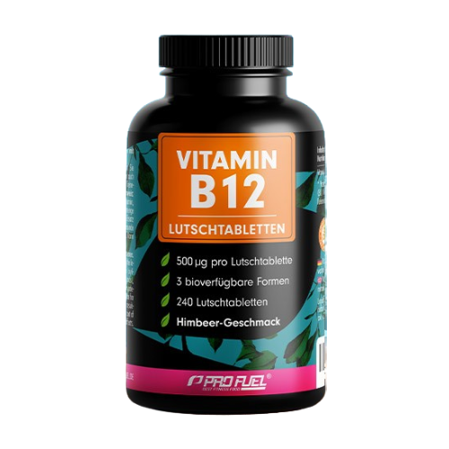 Vitamina B12 sub formă de pastile - aromă de zmeură.
