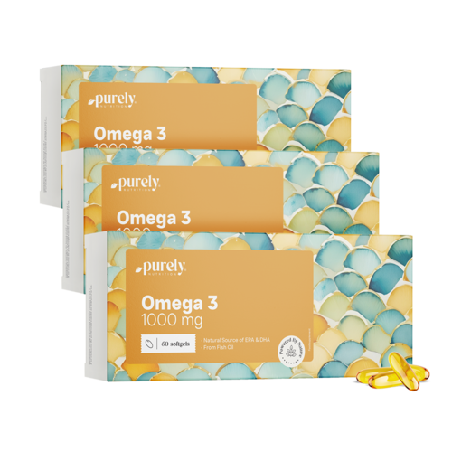 3x Omega 3 1000 mg - din ulei de pește, total 180 de capsule moi