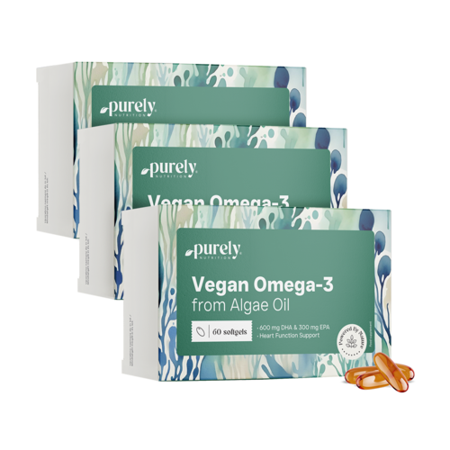 3x Omega-3 vegană 1100 mg - din alge, total 180 de capsule moi