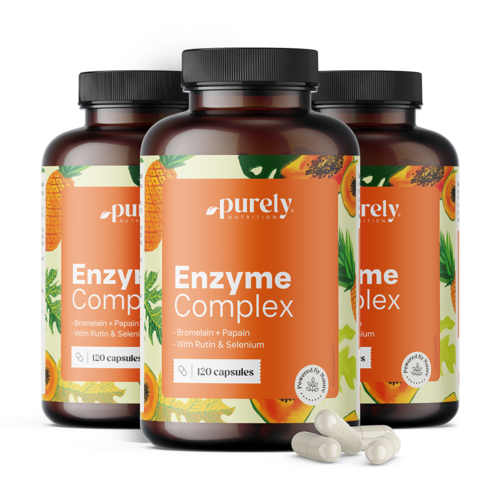 3x Complex de enzime - amestec de bromelaină și papaină, total 360 de capsule
